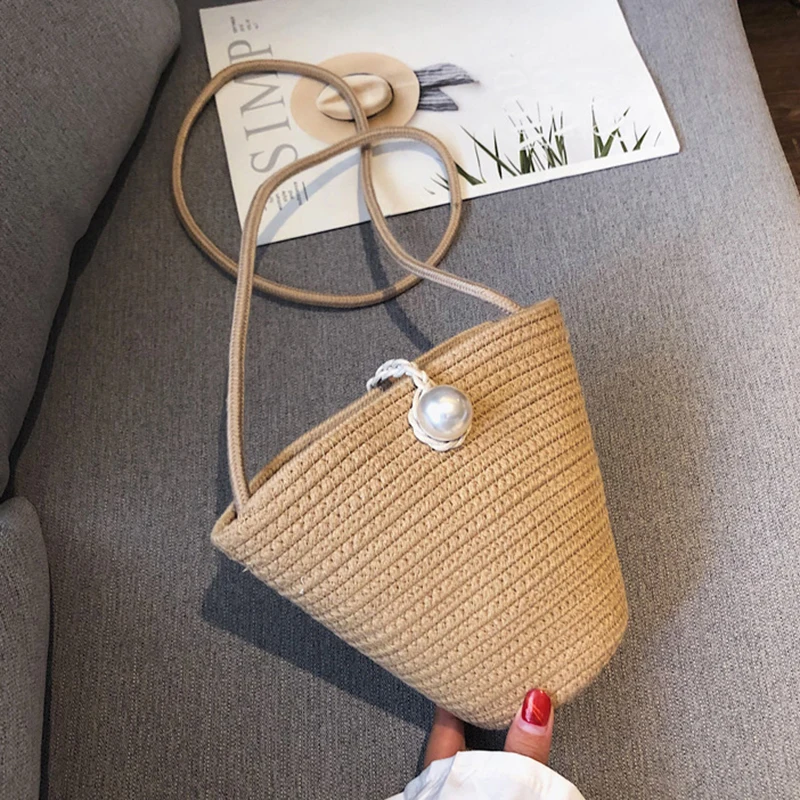 

Women Portable Leisure Bag 2020 Fashion Pearl Design Women Bags Summer Beach Shoulder Messenger Bags For Women Girls