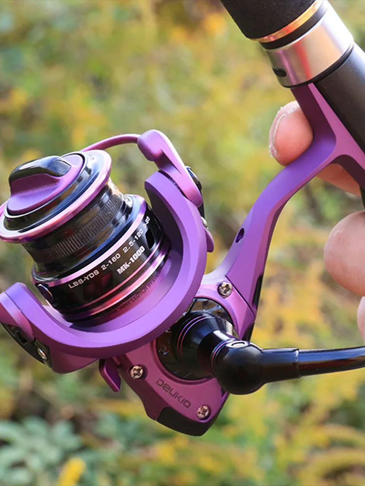 

No Gap Micro Bait Spinning Reel Purple Fishing Wheel Metal Fishing Carp Reel Casting Reels Distant Wheel 5KG Drag outdoor fish