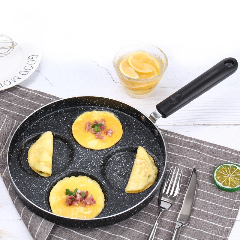Сковорода сковорода с четырьмя отверстиями для яиц ветчины блинчиков креативная