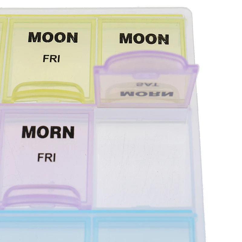 7 Days Weekly Transparent/Colorful 21 Compartment Lid Tablet Pill Box Holder Portable Medicine Storage Organizer Case Container | Красота и