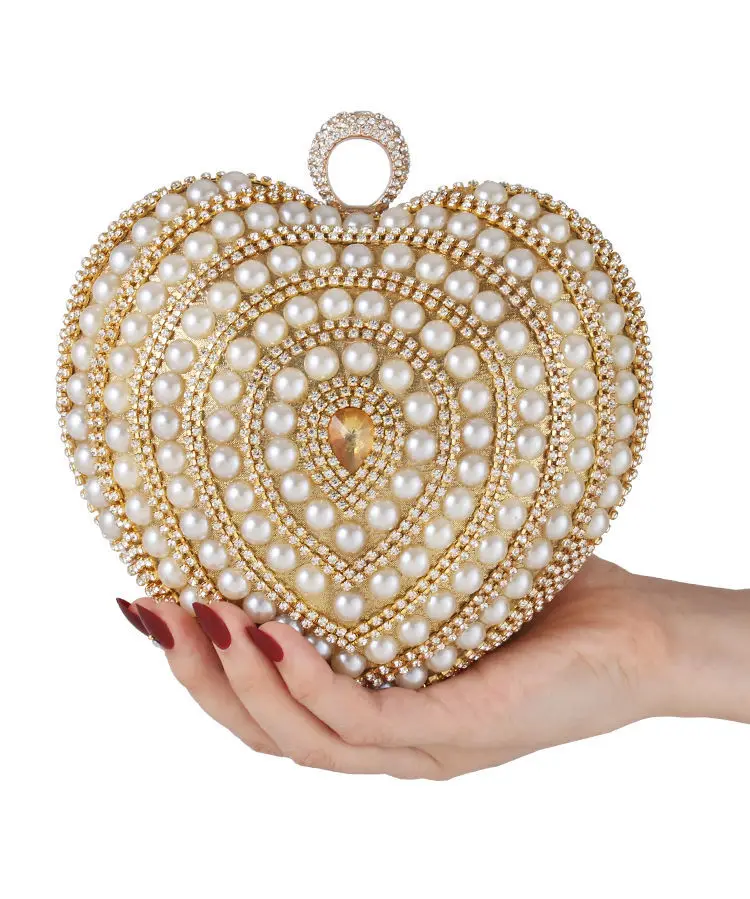 

Warm Bella New Dinner Bag Lady Handbag heart-shaped dinner bag diamond hand-held evening bag