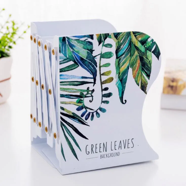 green plants A 1 шт. кавайный металлический Настольный держатель для книг с единорогом, выдвижная Подставка для книг, органайзер для студентов, для офиса, школы, дома, книжная полка, канцелярские принадлежности - Цвет: green plants A