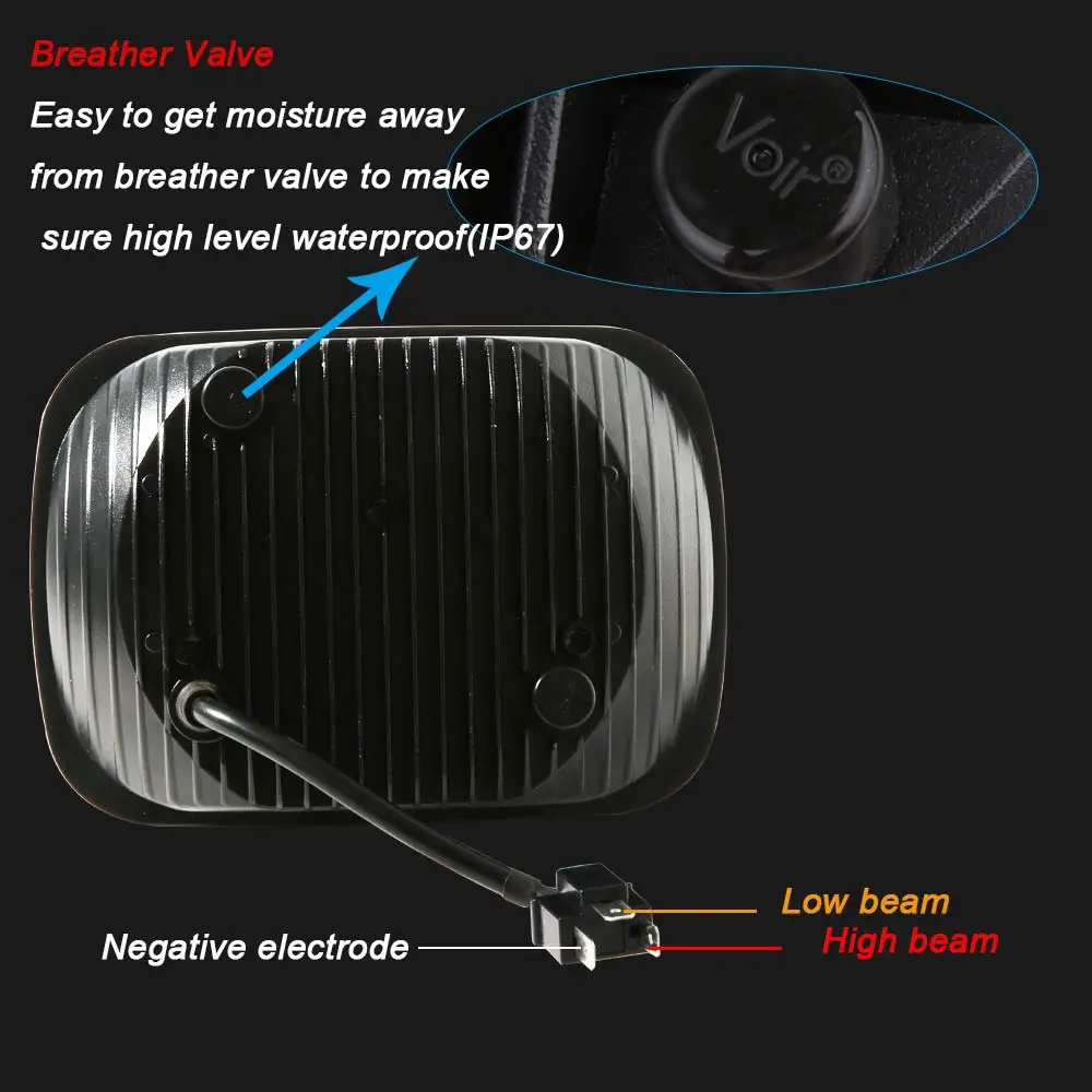 

2 pcs 6x7'' inch High/Low beam DRL Square led headlight 5x7 110W led working light for Jeep Cherokee XJ Trucks headlamp