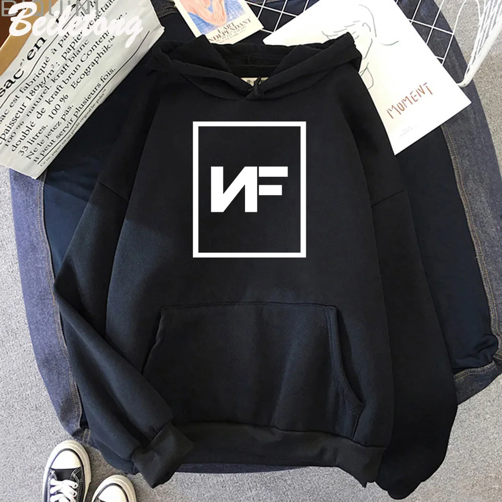 

Мужская толстовка с длинным рукавом NF MERCH, черная свободная толстовка с графическим принтом, Повседневная Уличная одежда с длинным рукавом, ...