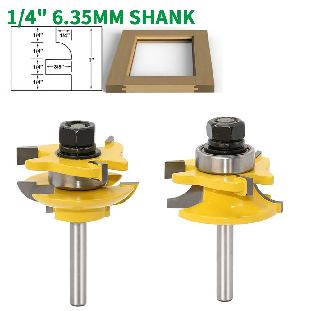 

2 шт./компл. 1/4 "6,35 мм хвостовик фрезерный станок для резьбы по дереву и Stile для создания выпуклой филенки двери Ножи деревообрабатывающий реж...