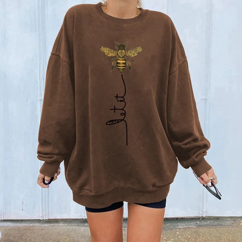 Harajuku Sweartshirts Streetwear Bee Kind Print Women Swearshirts 2021 Pullovers Drop Shoulder Tops Clothes Mulheres Sweetshirts