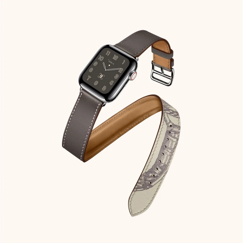MSSQ-Grey Для Apple Watch Series 5 4 40/44 мм браслет на запястье часы с ремешком из натуральной кожи, ремень удлиненные группа культового двойной тур - Цвет ремешка: MSSQ-Grey