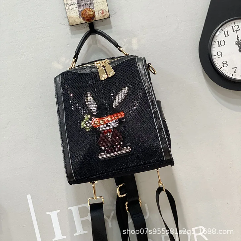 

Europe And The United States The Rabbit Brick Of Hot Female Bag Of Cowhide Brim Cute Single Shoulder Slope Bag Trend Bead Piece