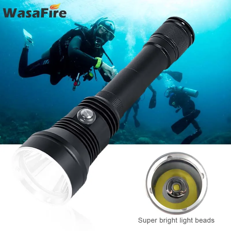Verkauf Leistungsstarke Wasserdichte LED Tauchen Taschenlampen Ultra Brigth 6800 Lumen Unterwasser Scuba Taktische Taschenlampe Outdoor Camping Taschenlampe