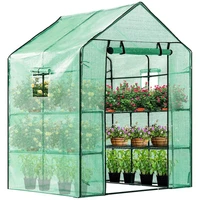 plants greenhouse 56x 56x 76 walk in outdoor plant gardening grow room 2 tiers 8 shelves window anchors grow tent with frame