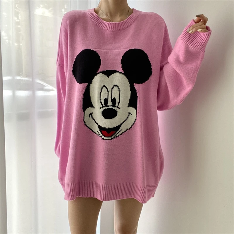 Женский трикотажный пуловер с длинным рукавом круглым вырезом | Женская одежда