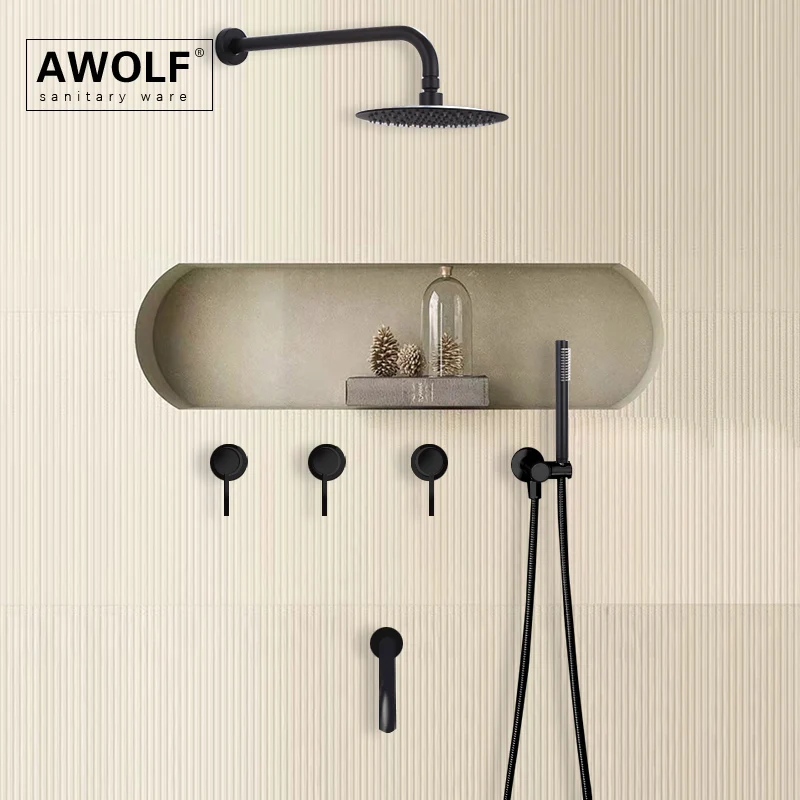 bathroom shower set brushed rose gold simplicity solid brass shower faucet shower bath mixer tap black and chrome color ah3023 free global shipping