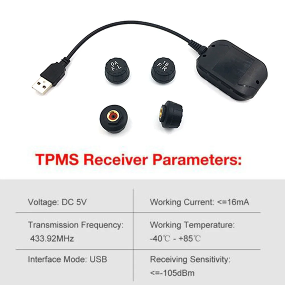 

USB Tire Pressure Monitoring System TPMS2 External Sensor For Android Navigation Adjustable Car Tire Pressure Monitoring System