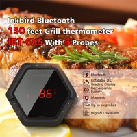 inkbird grill thermometer 150ft bluetooth ibt 6xs with magnet 1000mah li batteryusb charging timer alarm 4 probes barbecue