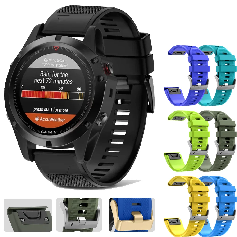 

Strap Bracelet For Garmin Fenix 5X 5 Plus 6 6X Pro smart watch men 3 3HR 935 945 Band Quick Release Silicone Easyfit WristBand