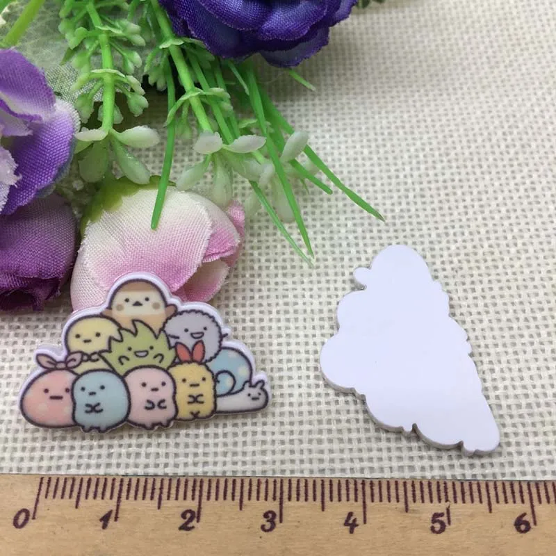 Светло-зеленый 10 шт/лот японский мультфильм DIY милый девочка Праздничное оформление дома ремесла плоские пластмассовые резиновые аксессуары для волос ремесла - Цвет: Светло-зеленый