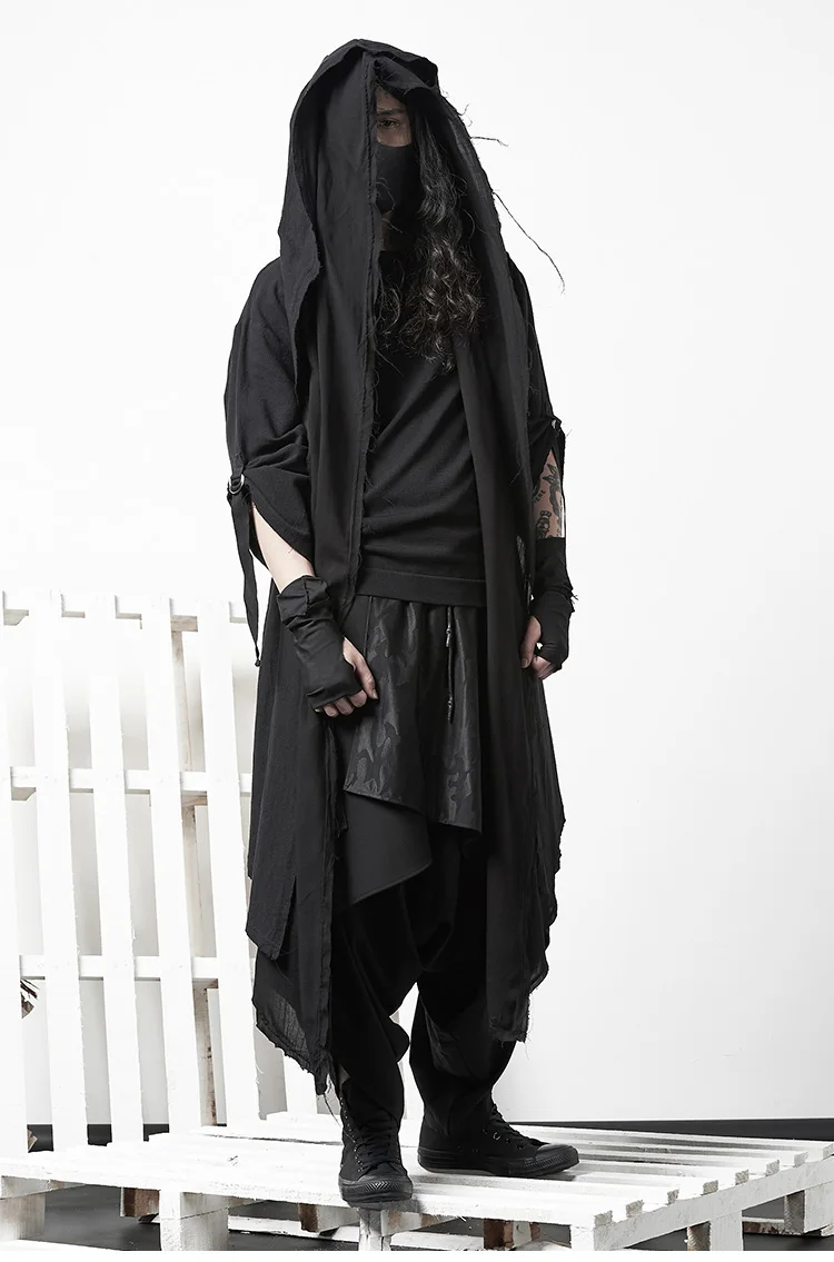 

Diablo thin cloak personality cloak casual jacket male trendy gothic fake two over-the-knee robes