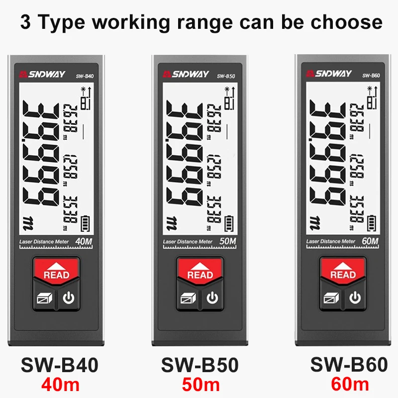 

SNDWAY Laser Rangefinder 40m 50m 60m Digital Laser Distance Meter Trena Tape Measure Ruler Roulette Measurer Device Tools
