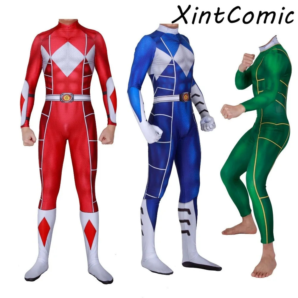 Kyoryu Sentai Zyuranger Ranger костюм для косплея красный/синий/зеленый Rangers боди Дешевые Zentai 3D
