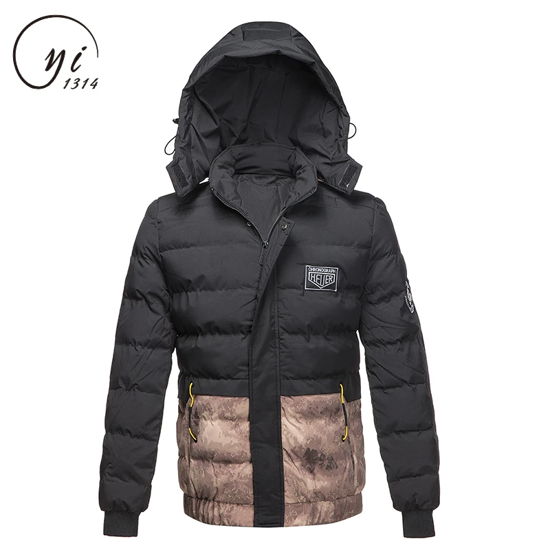 Контрастная Камуфляжная парка для мужчин Съемный Hoood толстые теплые