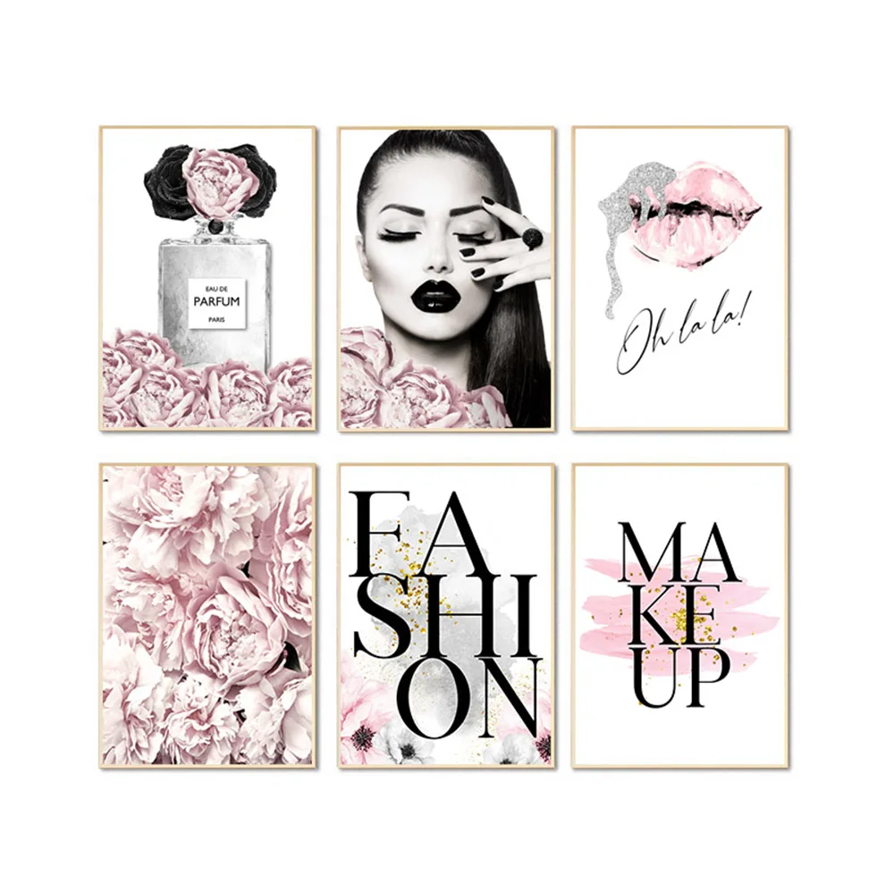 Стразы мозаика розовый цветок парфюм Модная Леди алмазная живопись Губы Макияж