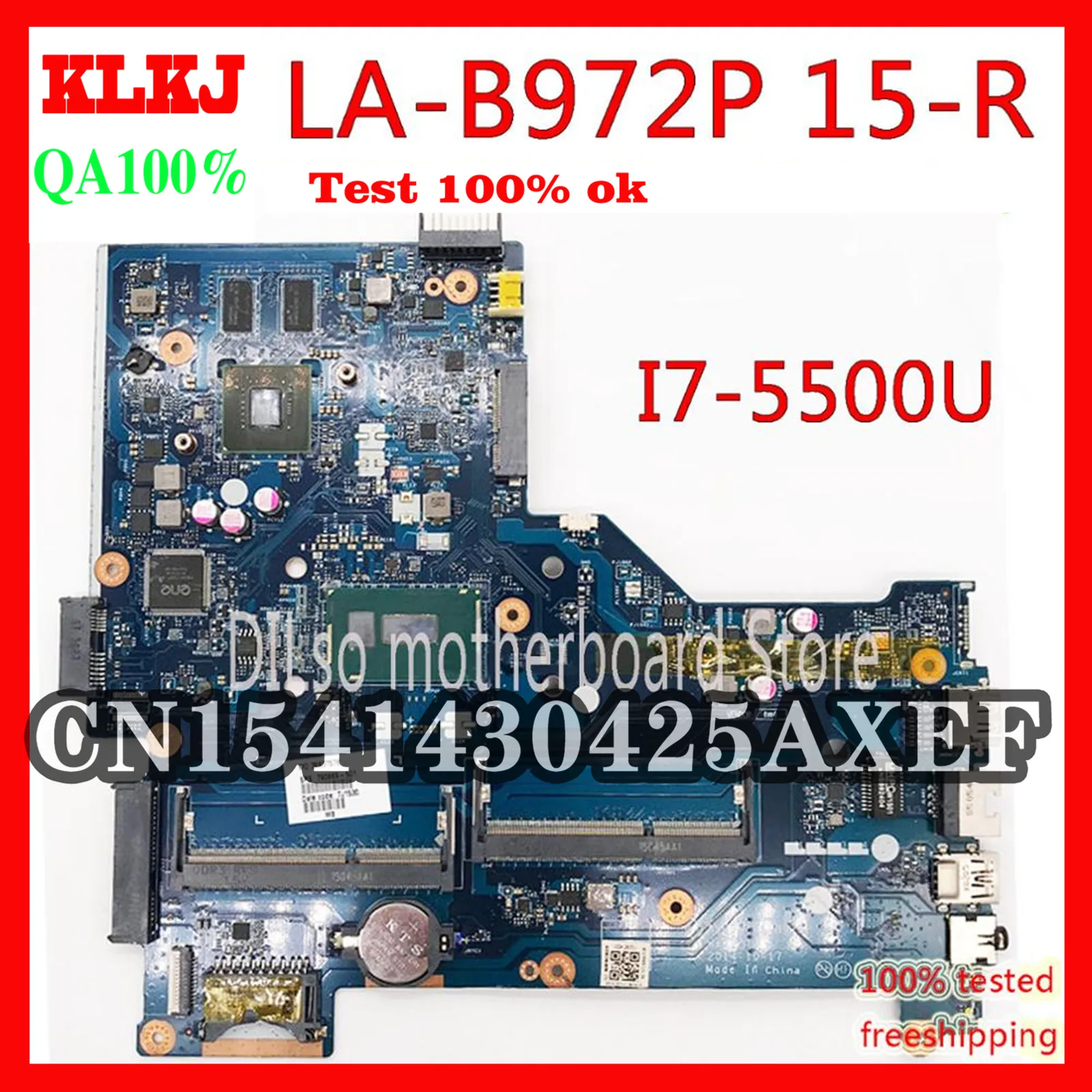 

Dinzi LA-B972P Motherboard For HP 15-R LA-B972P Laptop Motherboard 795814-001 795814-501 I7-5500U CPU GT820M 100% tested