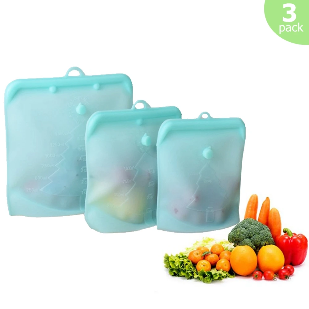 3 предмета в комплекте силиконовые многоразовые сумки для хранения большой