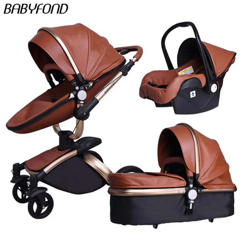 

ES Stock Luxury 3 in 1 Baby Stroller 360 Degree Egg Pushchair Landscape Newborn Pram Two Way Carriage SUV Suspension Cart 906