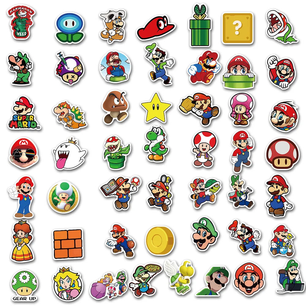 

25/50/100pcs PVC Cartoon SuperMario Children Waterproof Stickers Suitcase Guitar Skateboard Motorcycle Graffiti Sticker Kids Toy