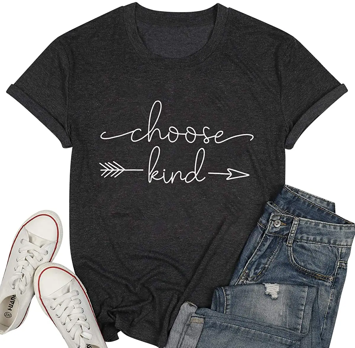 

Women Kawaii Summer Tops T-shirt Choose Kind Shirt Women Funny Letter Print Graphic T Shirt Casual Short Sleeve Fall T Shirt