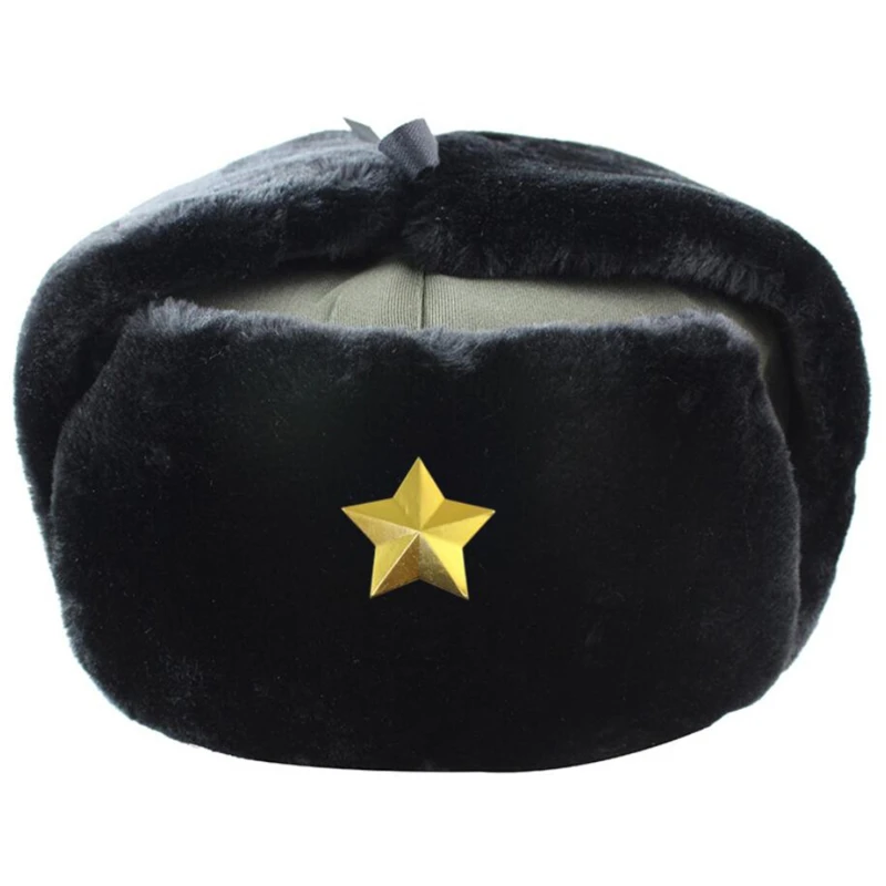 

Fashion Wild Winter Warm Hat Soviet Badge Lei Feng Hat Windproof Waterproof Men and Women Outdoor Hat Thick Earmuffs Warm Hats