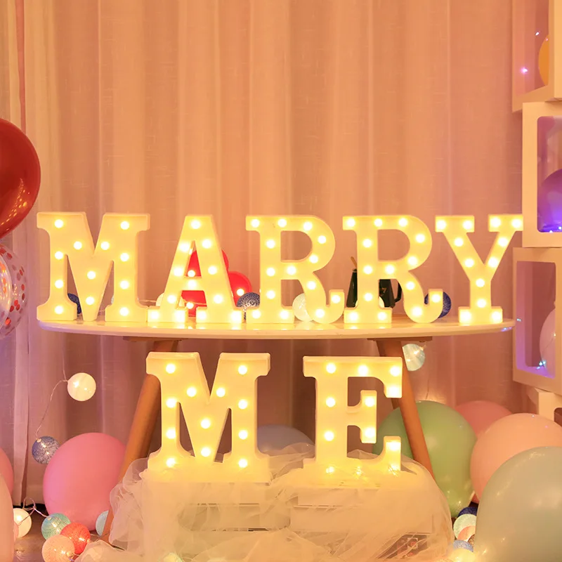 3D Alphabet Letter LED Lights Luminous Number Nightlight Christmas Wedding Birthday New Year Party Lighting Room Decoration | Лампы и