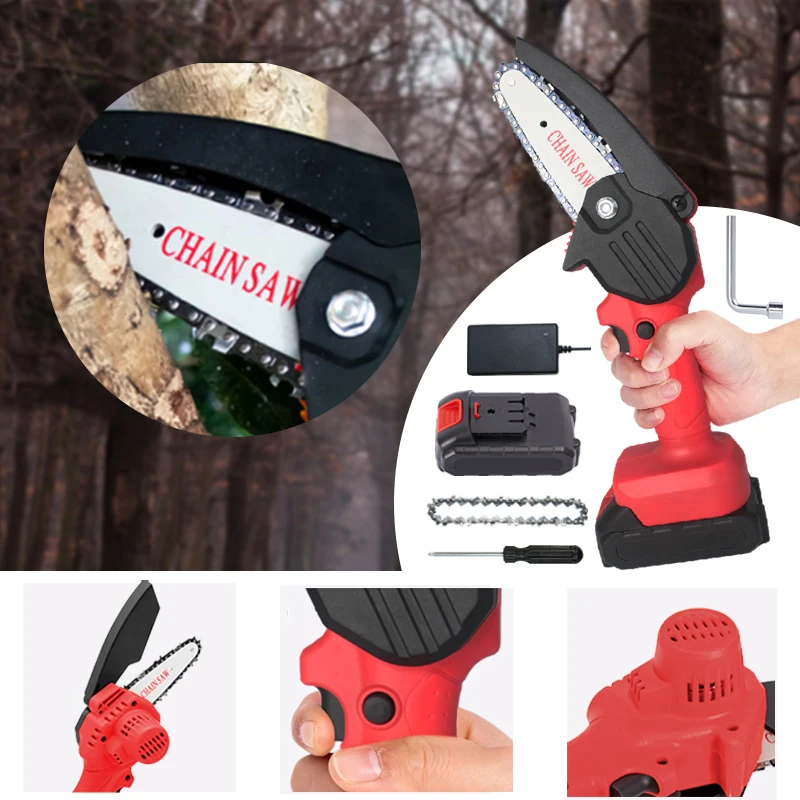 Mini Electric Chainsaws For Woodworking Pruning Chain Saws Garden Logging Tools Brushless Wood Cutters 4 Inch