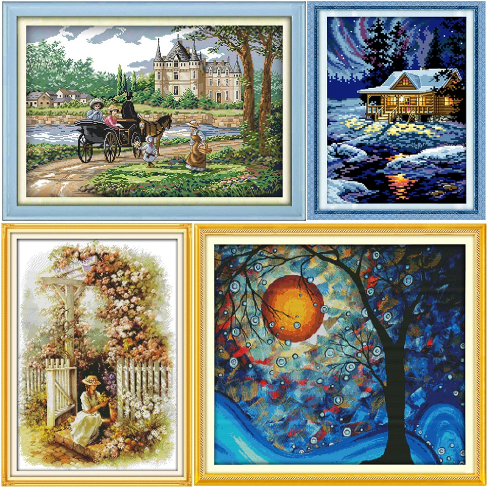Крестом Наборы Classial рисунком пейзажа DMC штамп перекресная строчка DIY ручной пошив