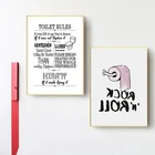 Постеры и принты на холсте, Правила пользования туалетом, для украшения ванной комнаты