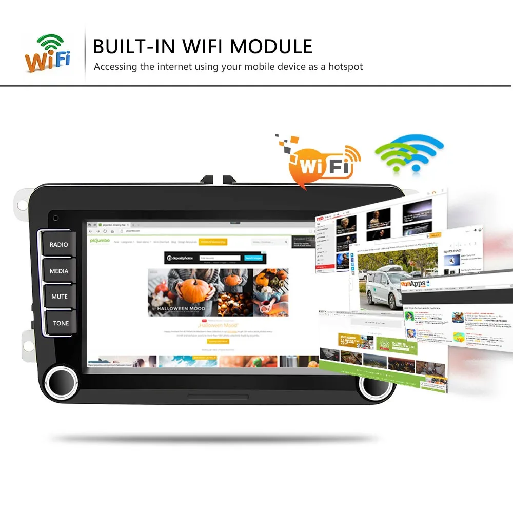 Автомагнитола 2 Din на Android 9 0 с видеоплеером Gps Wi-Fi сенсорным экраном для Skoda Fabia Octavia