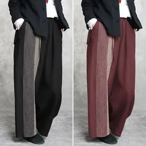 Брюки ZANZEA женские в стиле пэчворк, кафтан, повседневные длинные брюки с эластичным поясом, повседневные штаны Палаццо с репкой, осень 2021