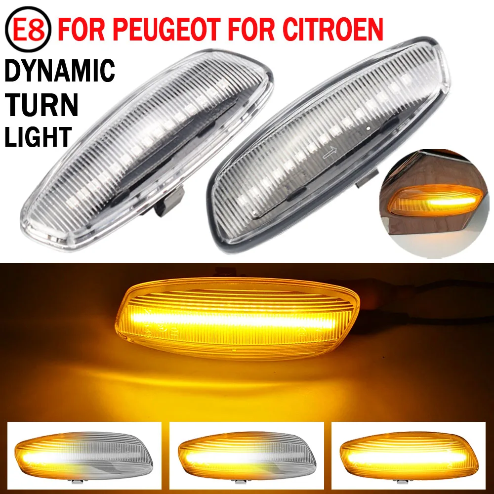 

2pcs Side Marker Light Dynamic LED Turn Signal Flashing Indicator Blinker For Peugeot 308 207 3008 5008 For Citroen C4 C3 C5