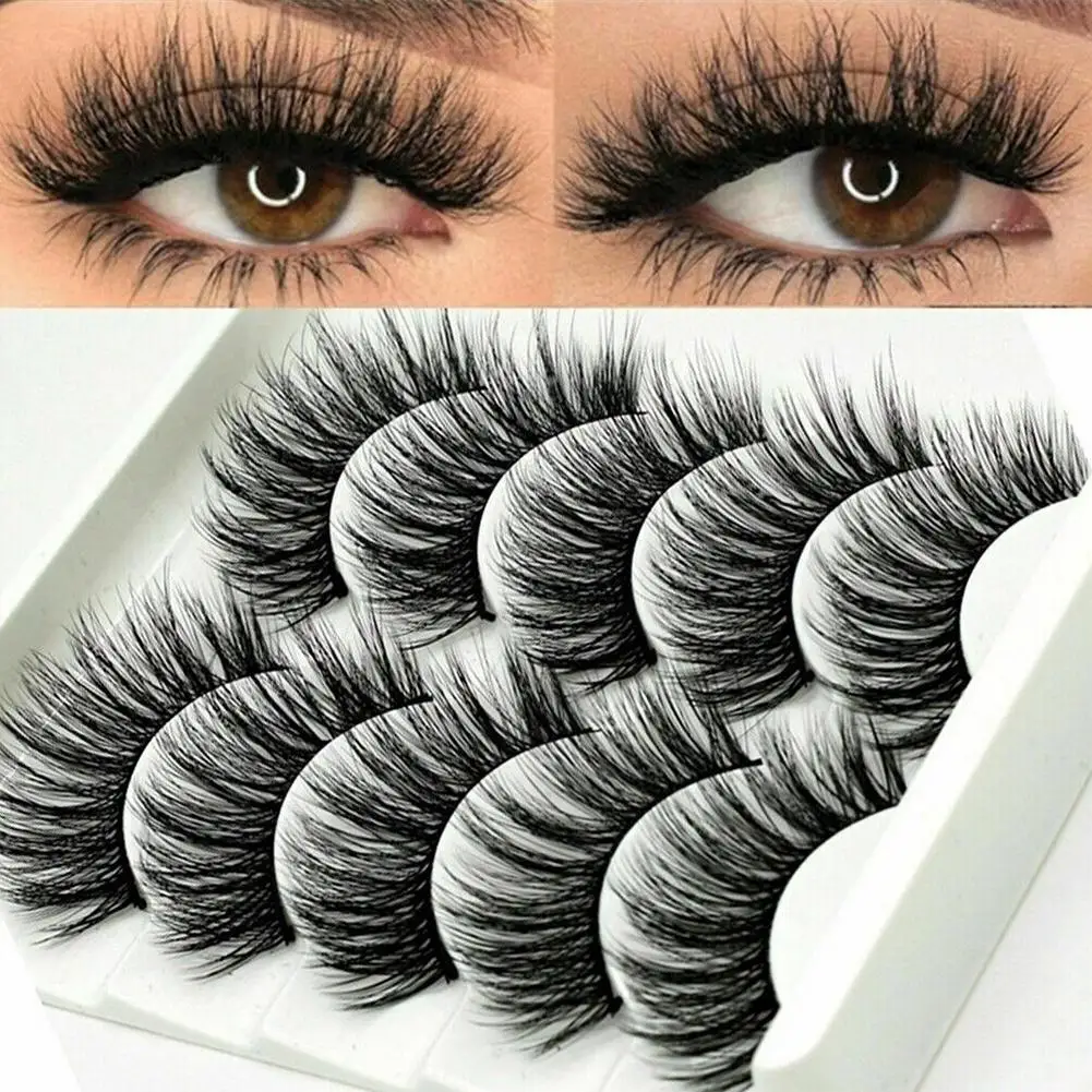 

5Pair Mink Hair False Eyelashes Cross False Eyelashes Long Messy Makeup Natural Fake Eye Lashes Extension Make Up Beauty Tools