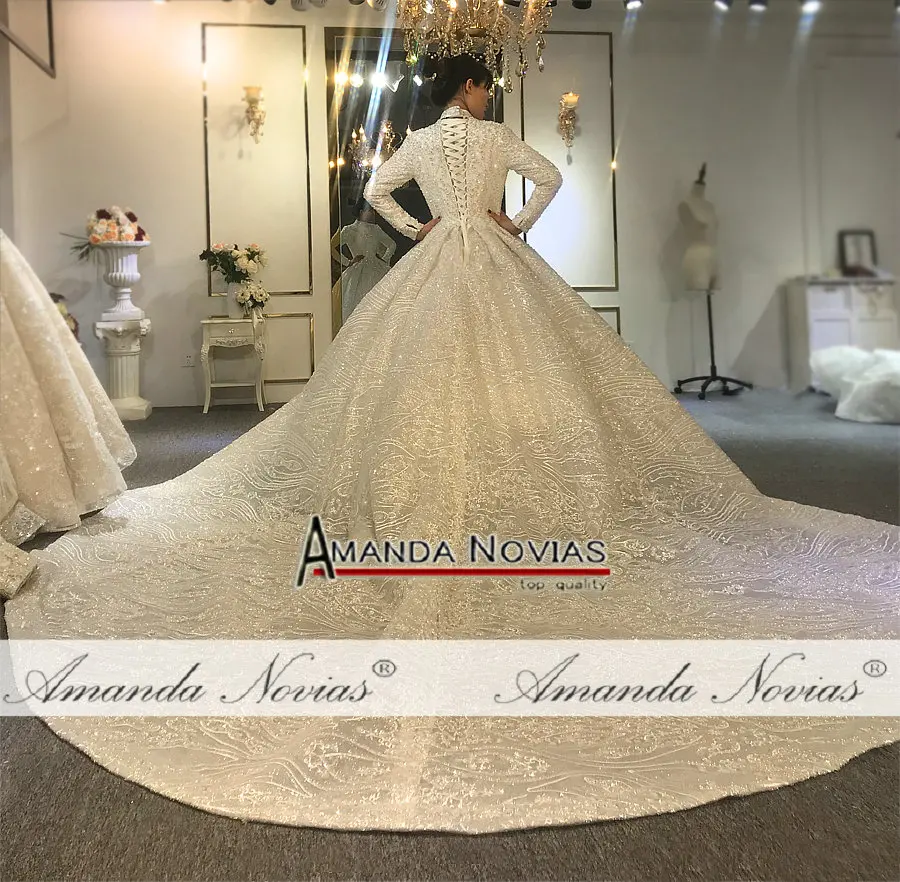 Роскошный Новый дизайн отделанная бисером ткань свадебное платье NS3907 реальная