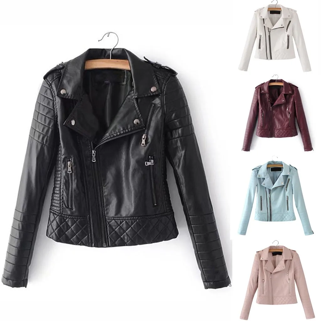 Куртка женская Повседневное однотонные Цвет с отложным воротником на