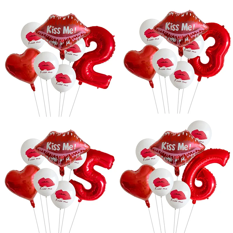 Воздушные шары в виде губной помады с цифрами 32 дюйма 7 шт.|Воздушные и аксессуары|