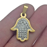 charms hamsa full zircon gold palm protection handmade pendant jewelry findings making diy necklace fashion trendy women gifts