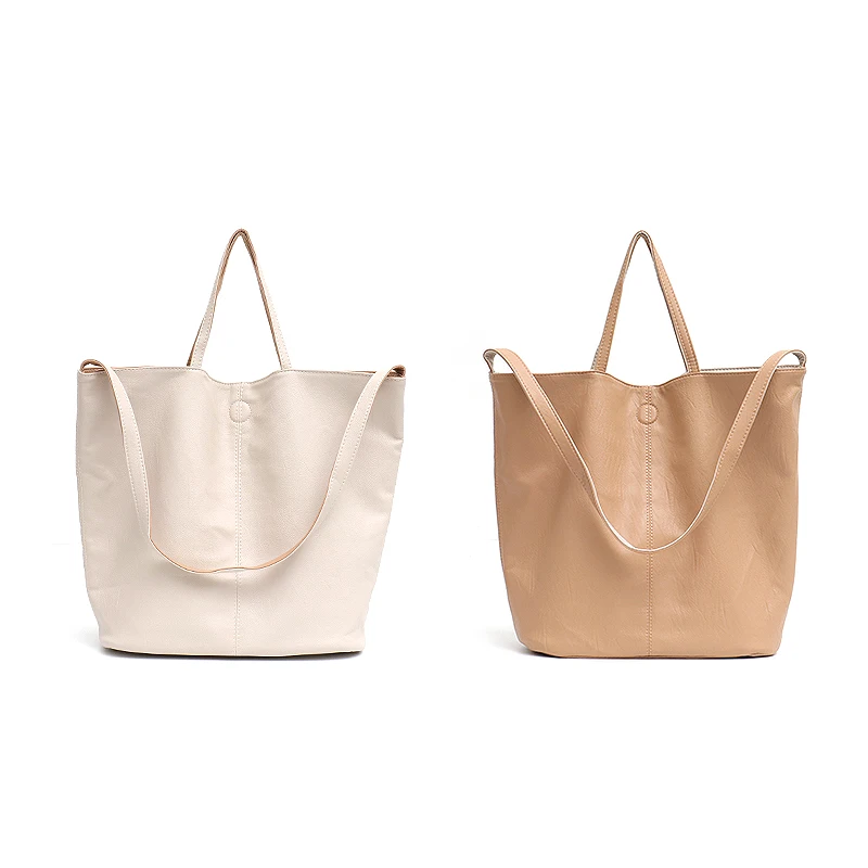 Off white CEZIRA Vegan кожаная повседневная модная женская сумка-тоут двухцветная Двусторонняя женская мягкая большая сумка через плечо и через плечо женская сумка-хобо - Цвет: Off white