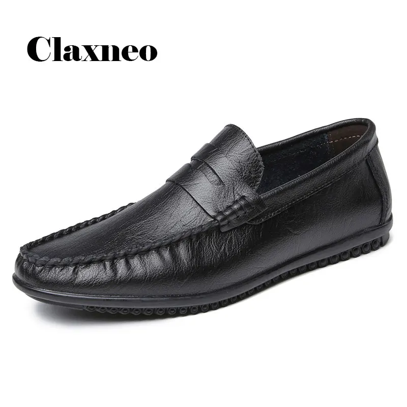 CLAXNEO Man Shoes Slip on 2020 Summer Men's Leather Shoe Soft Breathable Flat Loafers Male Moccasins Leisure Footwear New | Обувь