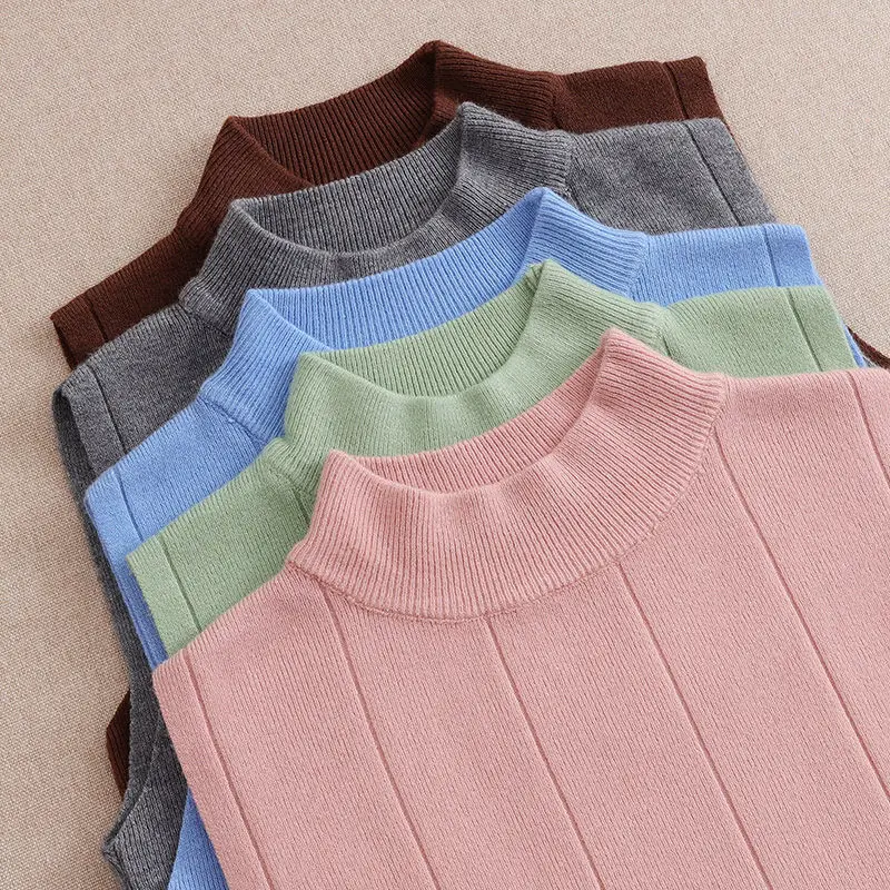 

Женская Трикотажная майка с высоким воротником, однотонная облегающая футболка без рукавов, y2k, лето 2021