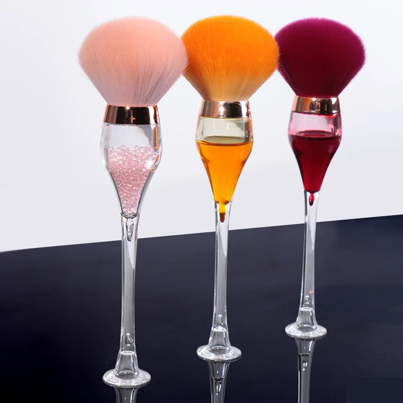 

1pcs new red wine glass makeup brush, single loose powder blush brush, soft hair beauty tool, liquid rod makeup brush