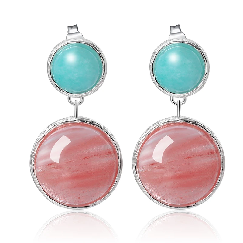 

Lotus Fun Real 925 Sterling Silver Natural Amazonite Handmade Fine Jewelry Candy house Dangle Earrings for Women Brincos
