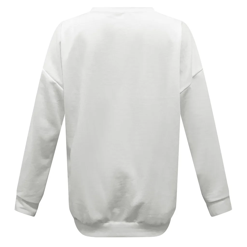 Женский пуловер с длинными рукавами SAGACE повседневный белый круглым вырезом и