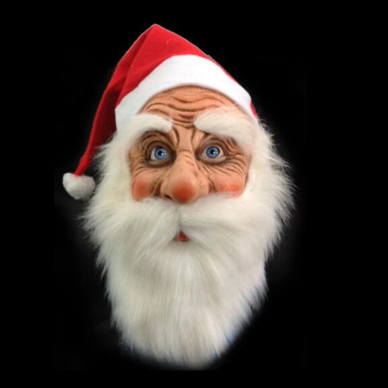 

Рождественская латексная маска деда мороза, уличный орнамент, милый костюм деда мороза, маскарадный парик, борода, наряд для рождественской...